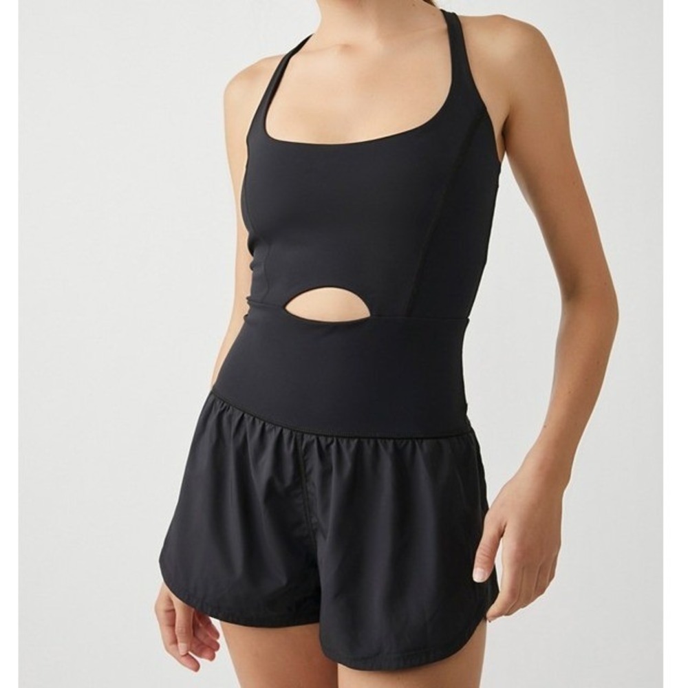 Free People FP Movement Black The Righteous Runsie Romper Size Medium